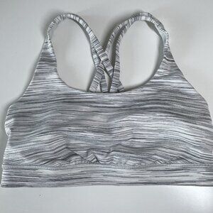 Lululemon Energy Bra B/C cup Size 6 Grey/White Sports Bra Yoga Gym Hike Active